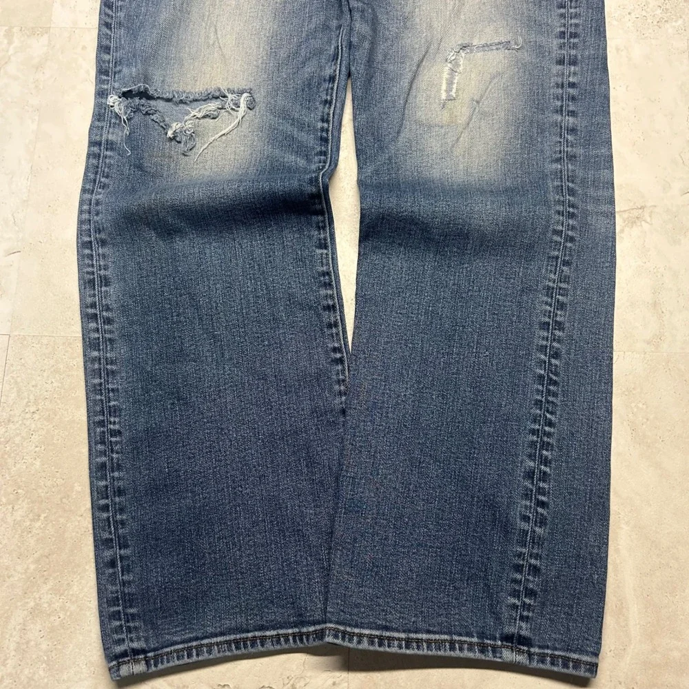 American Eagle Original Bootcut Jeans Blue Mens 34x34 Distressed Medium Wash